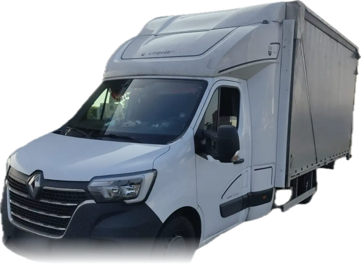 Renault Master curtainsider from the group fleet, number plates removed