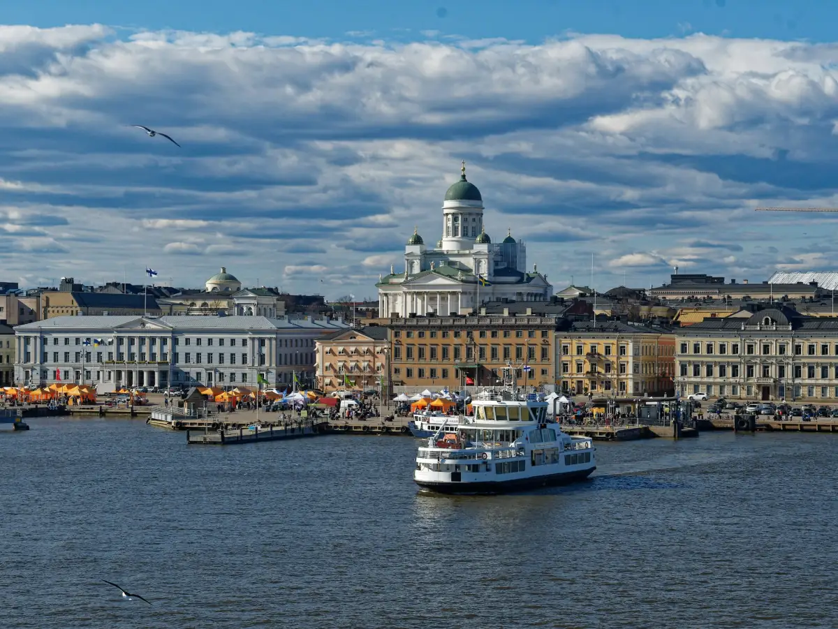 Helsinki harbour with the cathedral in the background.
