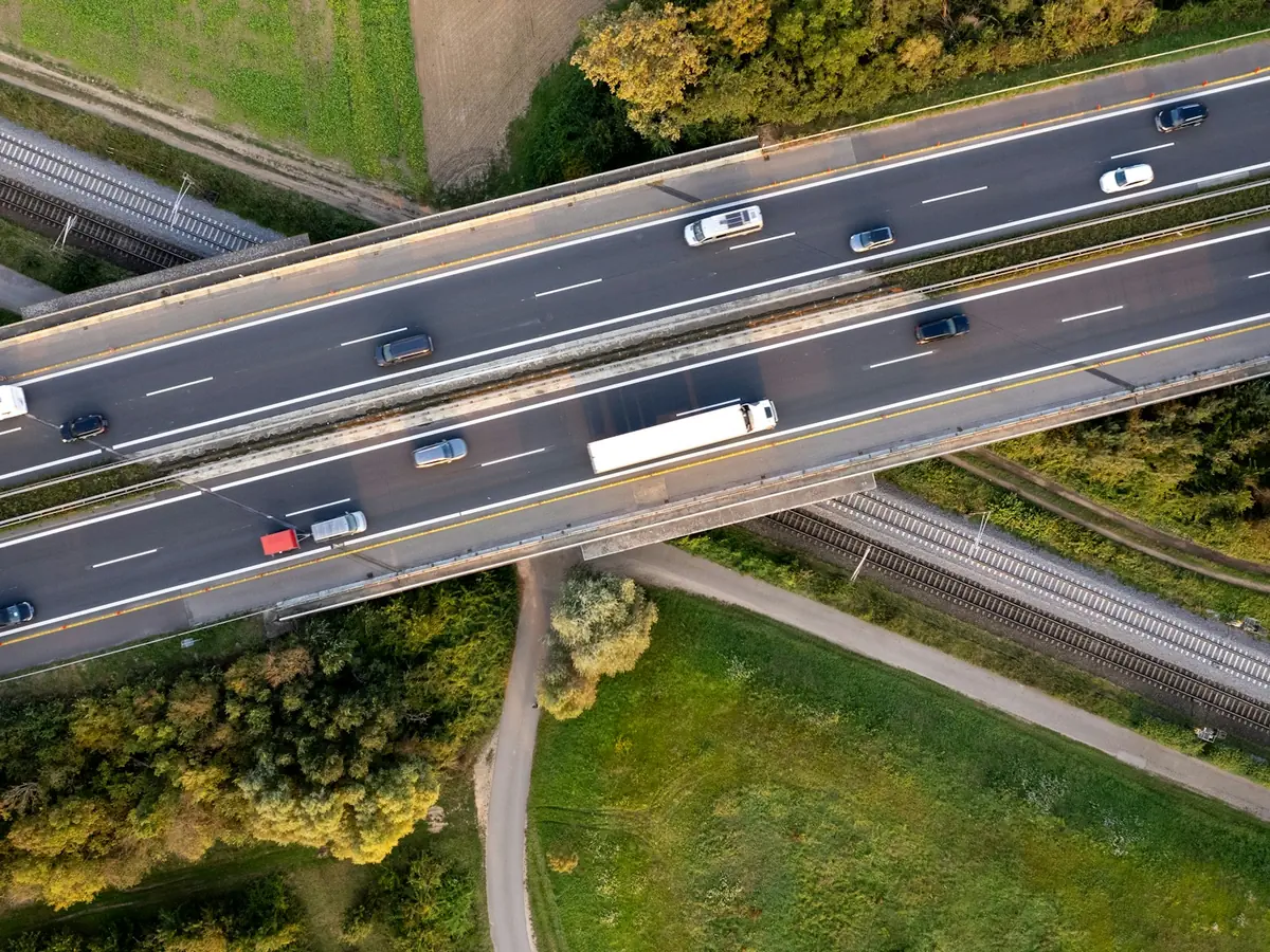 Motorway and railway from above.